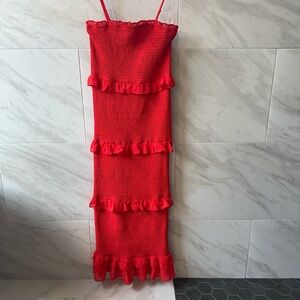 Bebe Vibrant Red Textured Dress